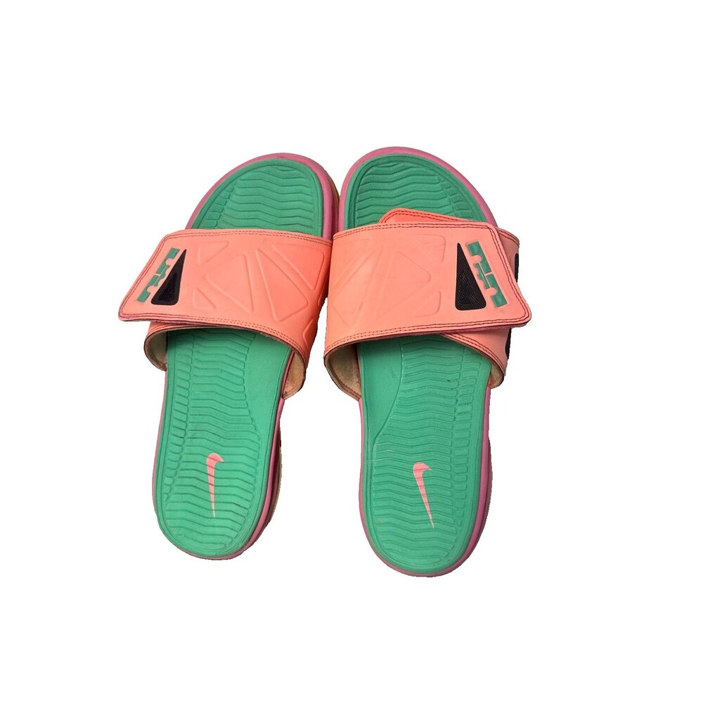 Nike LeBron Air Max Slides Men’s Sz 9.5-10 Pink Green Basketball Sandals